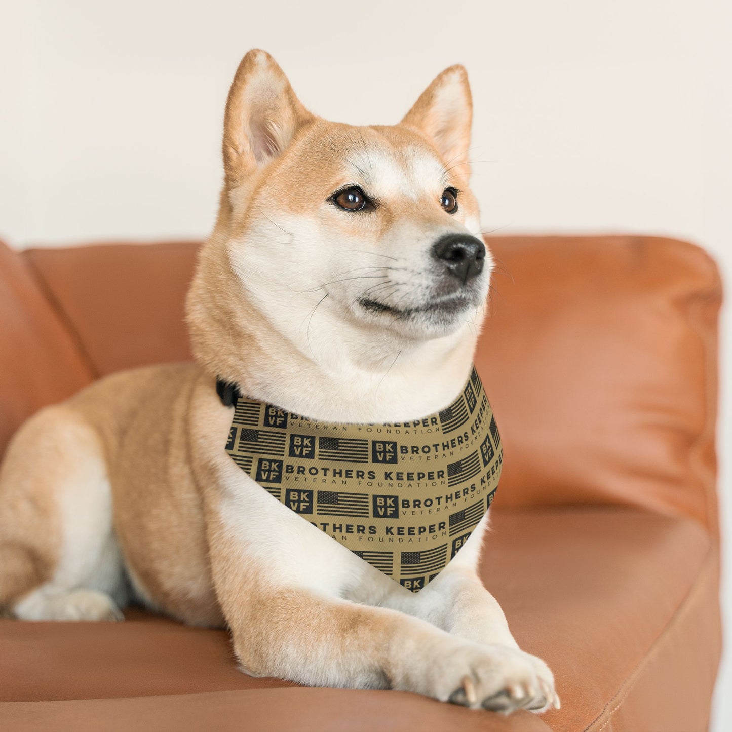 BKVF Pet Bandana Collar - 'Brothers Keeper' Design for Dogs - Sand