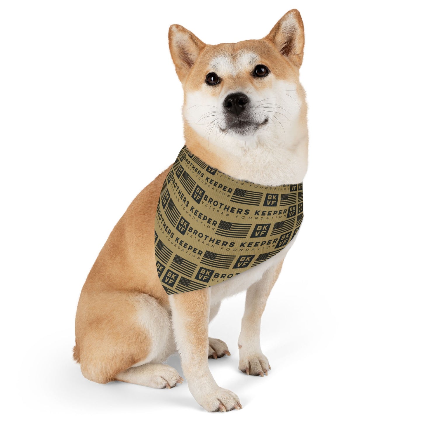 BKVF Pet Bandana Collar - 'Brothers Keeper' Design for Dogs - Sand