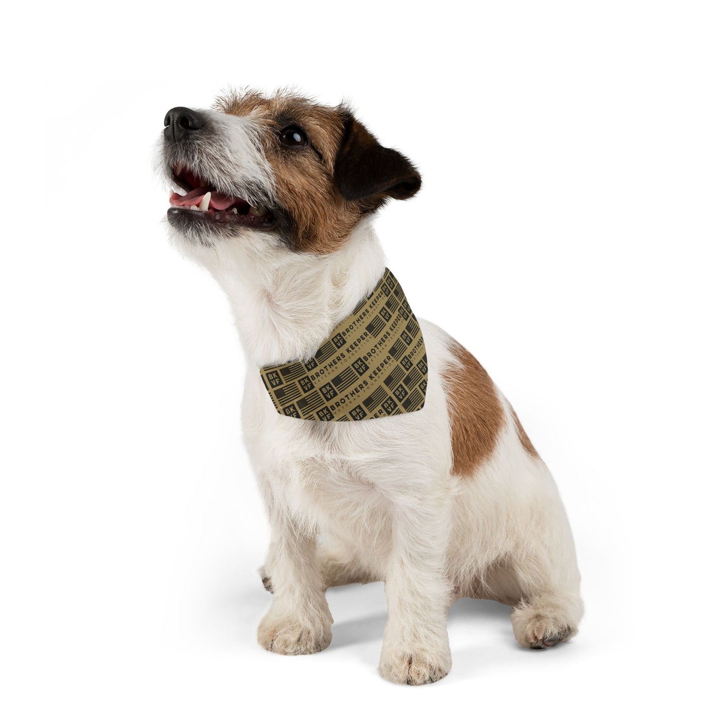 BKVF Pet Bandana Collar - 'Brothers Keeper' Design for Dogs - Sand