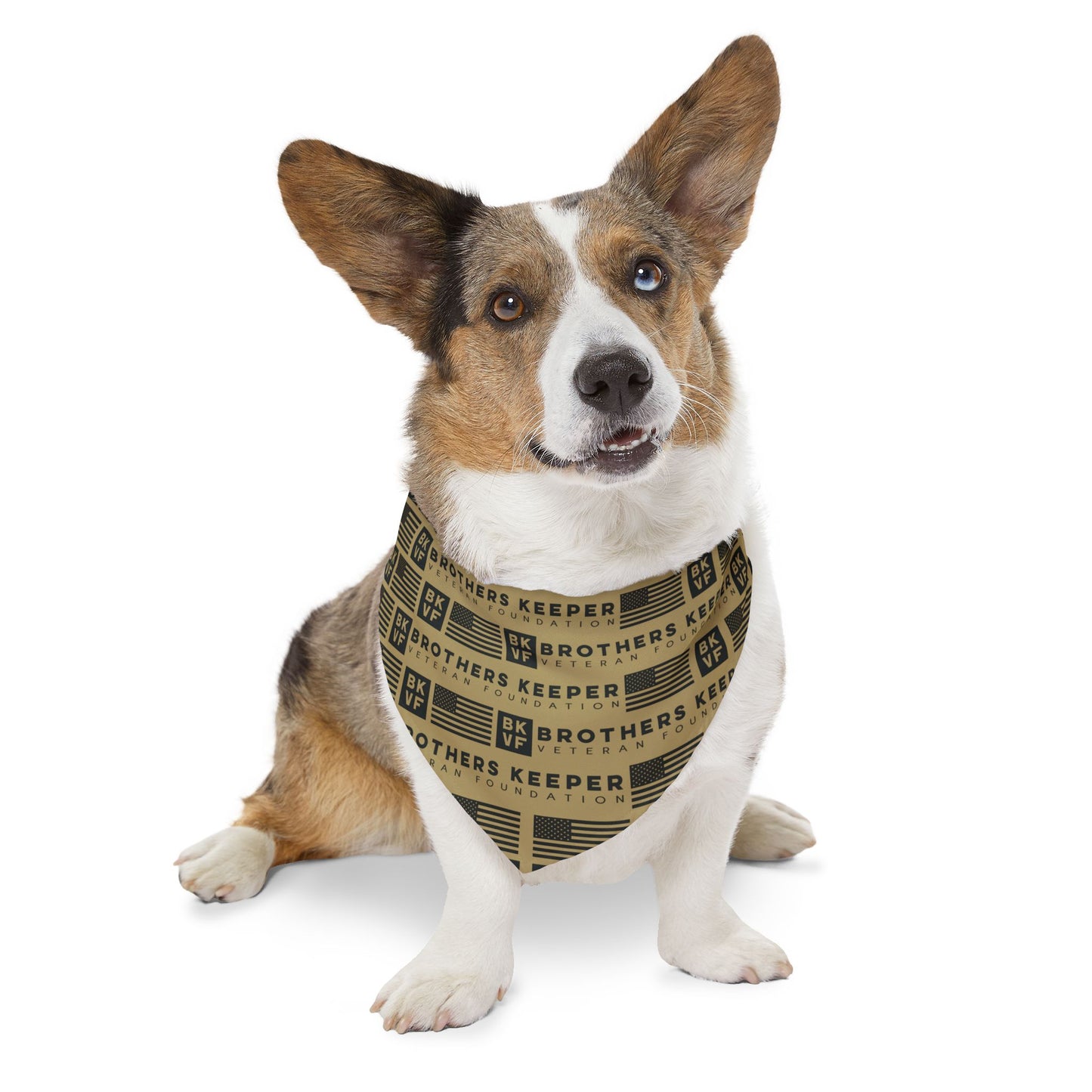 BKVF Pet Bandana Collar - 'Brothers Keeper' Design for Dogs - Sand