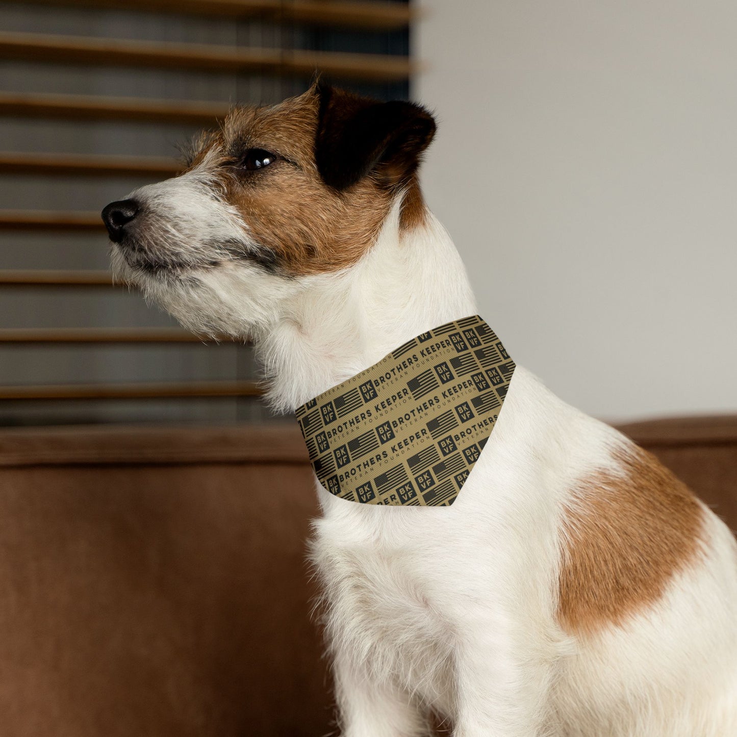 BKVF Pet Bandana Collar - 'Brothers Keeper' Design for Dogs - Sand