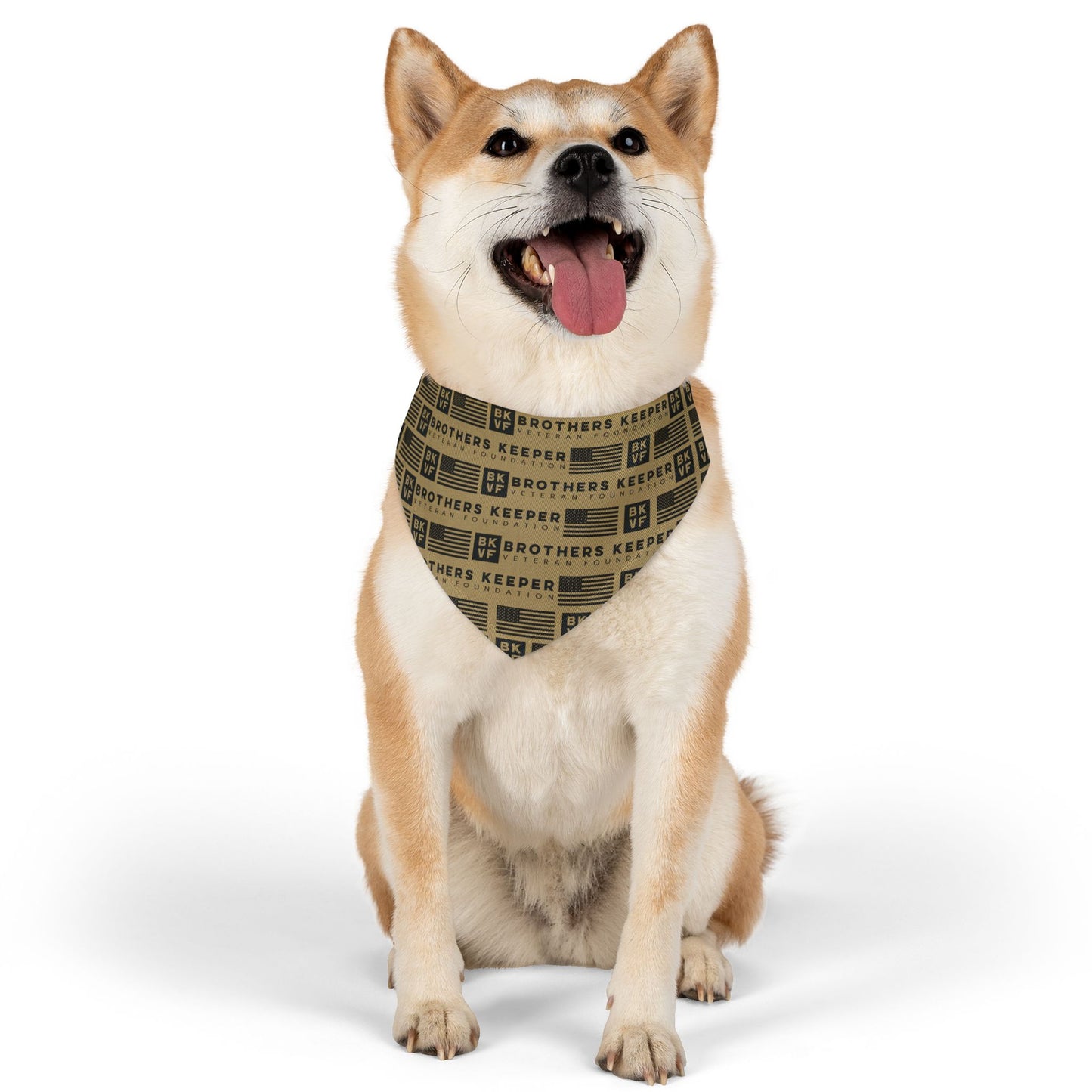 BKVF Pet Bandana Collar - 'Brothers Keeper' Design for Dogs - Sand
